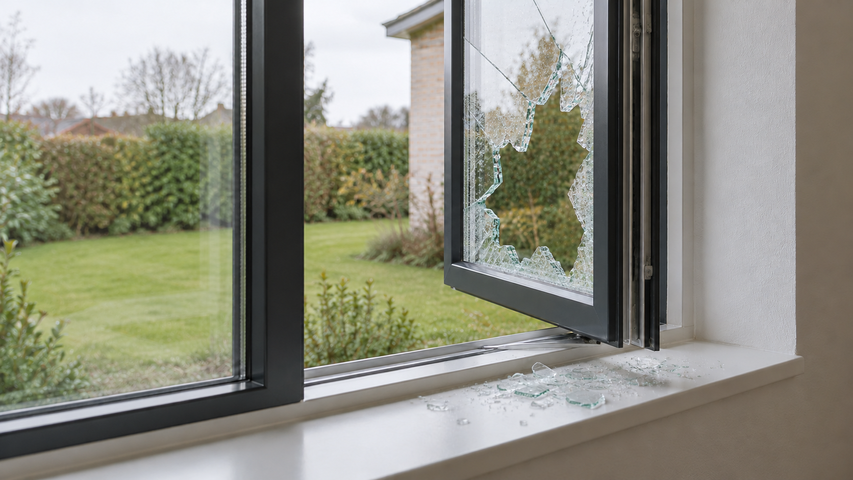 Smadret rude efter indbrud – akut glarmester i Silkeborg